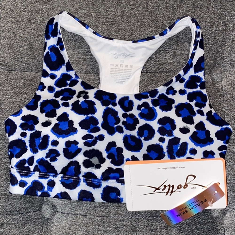 X by Gottex Racerback Blue Leopard Sports Bra XS - Picture 4 of 5